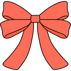Red coquette ribbon bow clipart Trendy hippie cartoon doodle drawing art illustration