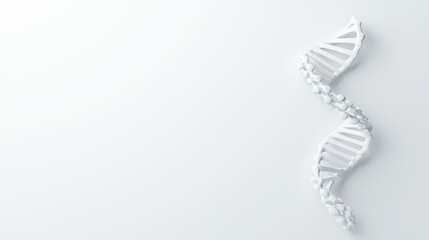 Illuminated 3D DNA Helix on Minimalist White Background | Genetics Concept in High-Quality 8K Resolution, Generate Ai