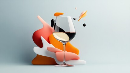Stylized illustration of wine glass in bold lines and vibrant colors.
