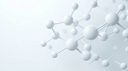 Futuristic Minimalist 3D Molecular Structure on White Surface with High Luminosity in 8k Resolution, Generate Ai