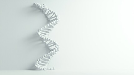 Futuristic 3D Render of Glowing DNA Helix on Clean White Background in High Resolution 8K Quality, Generate Ai
