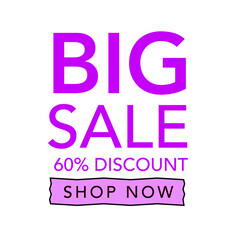 Big sales discount banner for brand advertising
