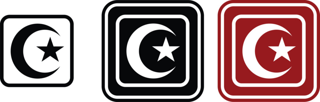 icon Surau sign black outline for web site design 
and mobile dark mode apps 
Vector illustration on a white background