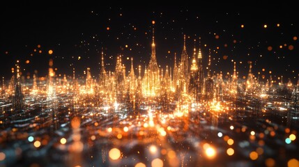 Fototapeta premium Futuristic Cityscape with Glowing Lights