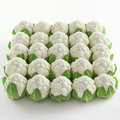 Obraz premium cauliflower heads organized stack white background