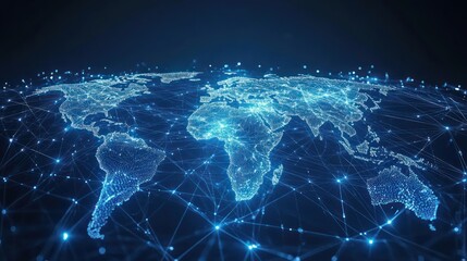 Fototapeta premium Global network connection. World map point and line composition concept of global business