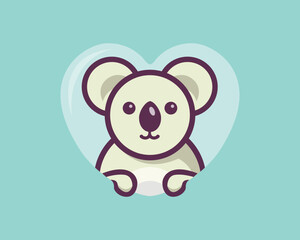 cute koala vector with love background