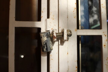 Old iron lock close up. Concept of safety and security.