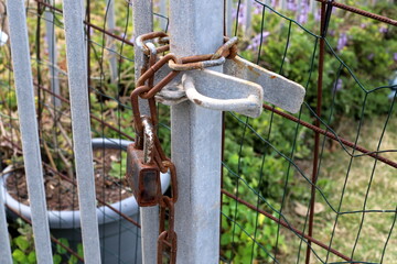 Old iron lock close up. Concept of safety and security.