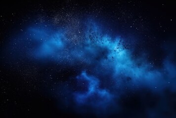 Naklejka premium A Deep Blue Nebula in the Night Sky with Scattered Stars