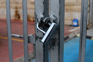Old iron lock close up. Concept of safety and security.