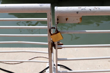 Old iron lock close up. Concept of safety and security.