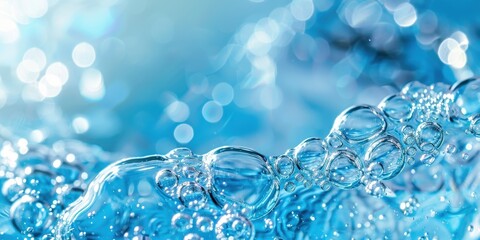 Abstract Close-Up of Air Bubbles in Water with Bokeh Background