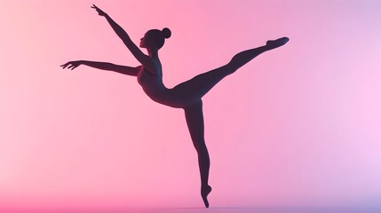 Graceful Dancer Silhouette in Vibrant Pose Against Minimalist White Background