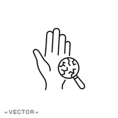 hands dry skin icon, hand skin problem, thin line symbol isolated on white background, editable stroke eps 10 vector illustration