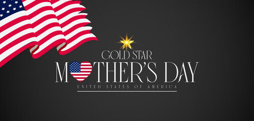 An American flag-themed Mother's Day greeting card embellished with stars and a distinguished Gold Star accent
