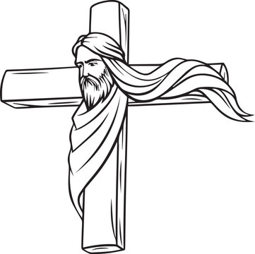 jesus christ on cross black and white clip art preview