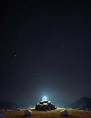 A bokeh background with a mix of tiny, star-shaped light points scattered across a dark gradient, creating a celestial and magical atmosphere with an unconventional bokeh style.

