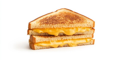 A realistic 3D illustration of a perfectly grilled cheese sandwich with a golden crust and gooey...