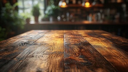 A dark brown wooden table mockup suitable for Halloween-themed designs and promotions, with copy space.