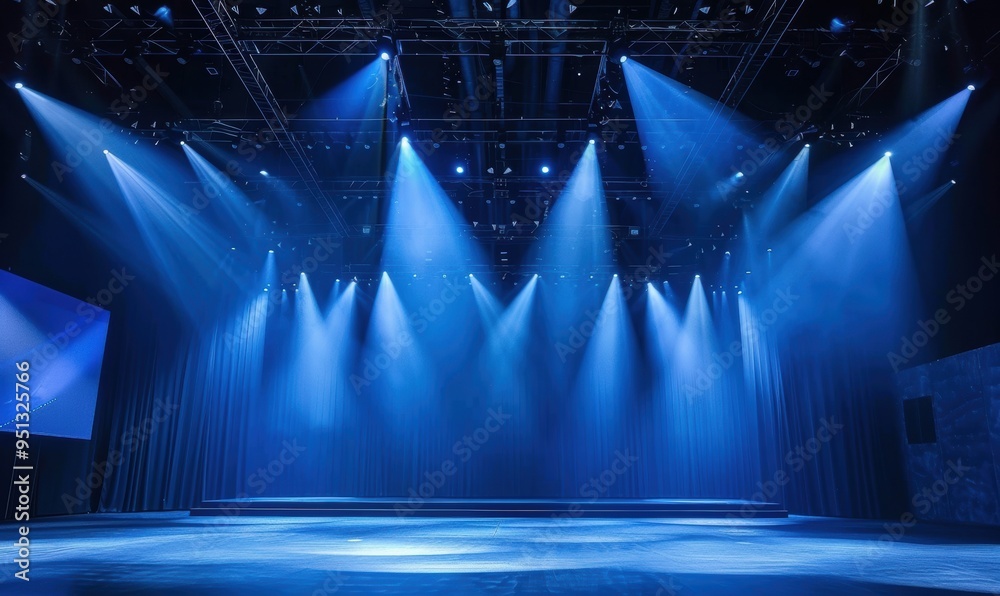 Poster blue stage lighting for a performance or event