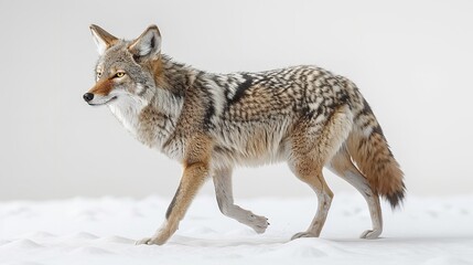 Naklejka premium Coyote running through on white background