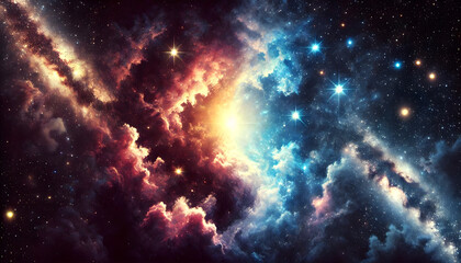 Naklejka premium Galactic Vortex: A Stunning Spiral of Stars and Cosmic Clouds