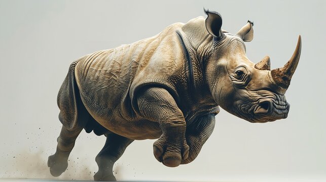recommend clip art: A rhino is jumping in front of a white background