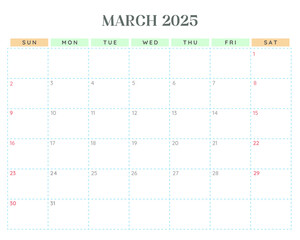 2025 Calendar - March