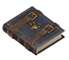 Ancient magic spell book. Isolated 3D rendering.