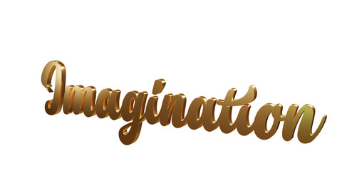 Luxury 3D gold text "Imagination" on transparent background. Three dimensional Realistic script letters for logotype, symbol, signage, message etc.