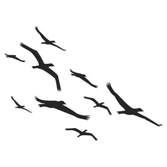 Illustration of a Flock of Birds Flying in the Sky