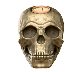 Obraz premium A metallic skull candle. isolated background.
