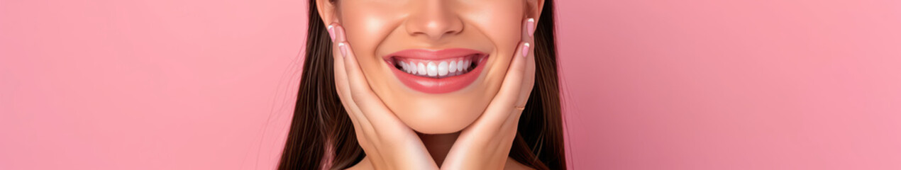 Fototapeta premium Close up beauty woman face with empty background.