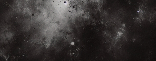 Suelo de hormig&oacute;n con humo o niebla en una habitaci&oacute;n oscura con foco. calle asfaltada, fondo negro	