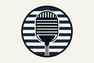 Retro Microphone Silhouette in Circle for Vintage Striped T-Shirt Graphics - Trendy Graphic Elements for Classic T-Shirt Design