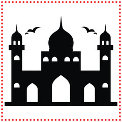 Bold mosque outline, great for creating striking and impactful religious visuals.