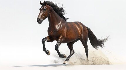 Obraz premium A horse running portrait with a white background