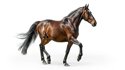 Obraz premium A horse running portrait with a white background