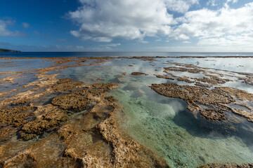 Rock pools on the shoreline of the tropical island of Niue in the South Pacific