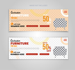 Modern furniture sales facebook cover design template