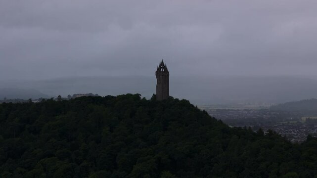 Aerial view of the National Wallace Monument in Stirling.