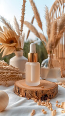 Close up aroma moisturizer with natural background for cosmetic skincare concept.