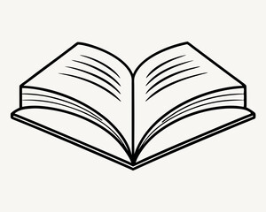 One line drawing of opened book