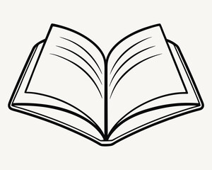 One line drawing of opened book