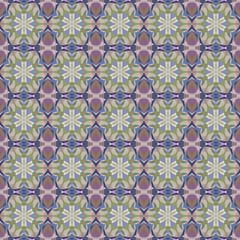 万華鏡風の幾何学模様のシームレスパターン/灰色がかった紫