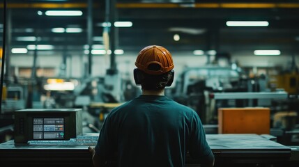 Hardworking Industrial Worker in a Factory Warehouse
