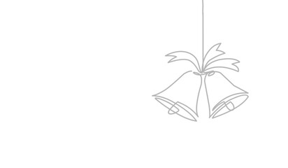 One line drawing of a forest with Сhristmas bell