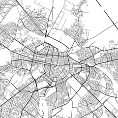 Naklejka premium Sofia, Bulgaria Monochrome Black and White Minimalist Street Road Aesthetic Decoration Map