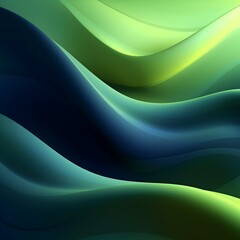 Obraz premium Mesmerizing 3D Gradient Waves in Vibrant Avocado Hues Create a Serene and Captivating Digital Landscape